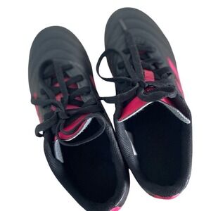 Adidas Kids Soccer Cleats Black Pink Stripes Athletic Shoes Youth Size 1.5